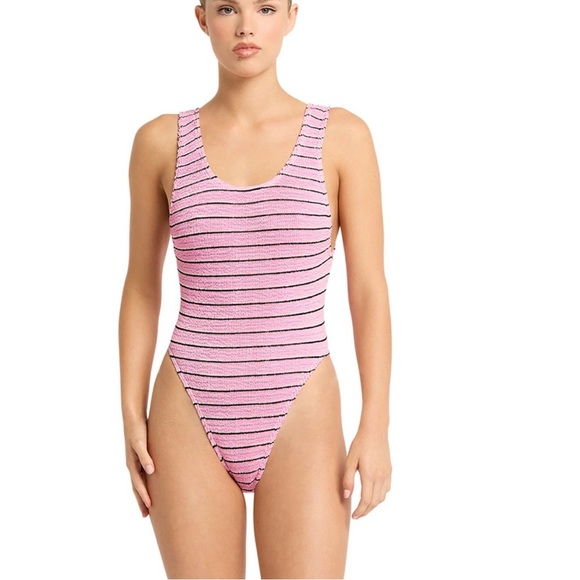 Bond-eye maxam Pink Striped One Piece Swimsuit NWOT - Picture 2 of 5